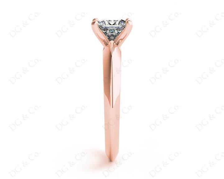 Princess Cut Solitaire Diamond Engagement Ring with Claw set centre stone with Knife-Edge Shoulders - 18K Rose - DG & Co. Jewellery