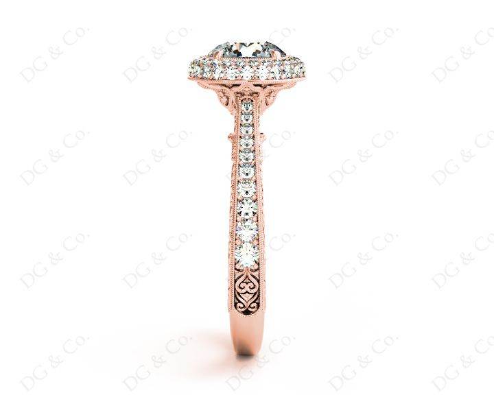 Vintage Style Double Halo Round Cut Diamond Engagement Ring With Claw Set Centre Stone - 18K Rose - DG & Co. Jewellery