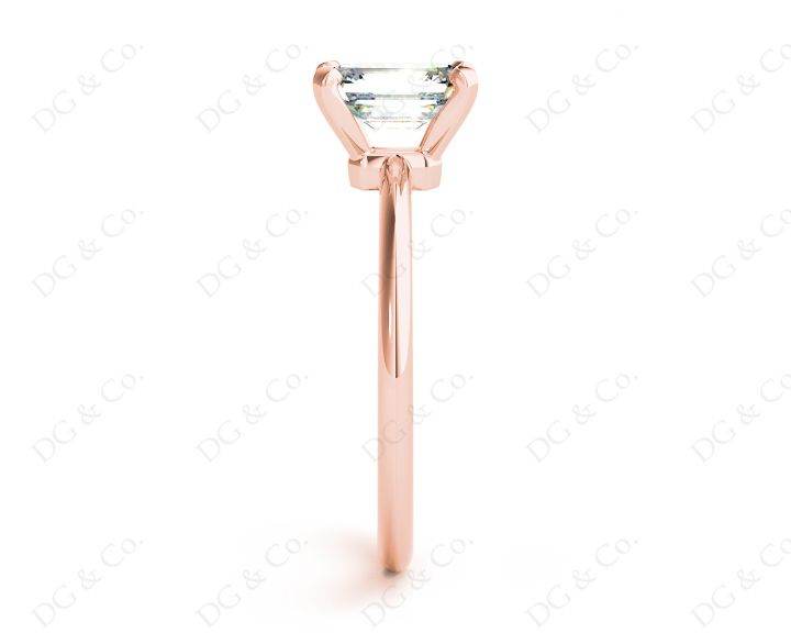 Emerald Cut Classic Four Claws Diamond Solitaire Ring - 18K Rose - DG & Co. Jewellery