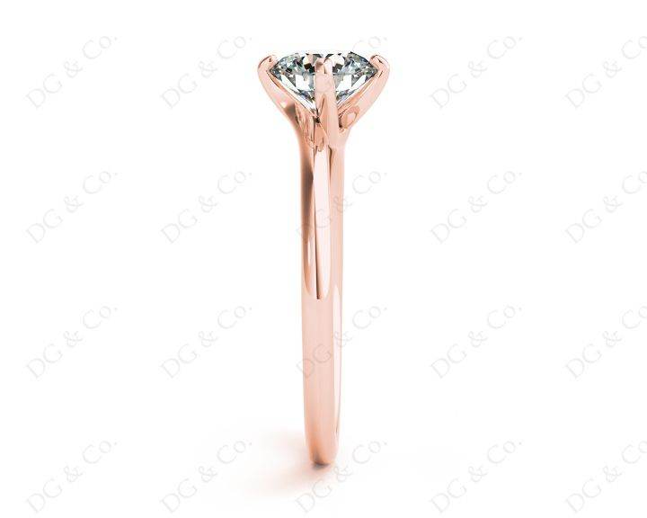 Round Cut Four Claws set Twist Diamond Ring in 18K Rose - DG & Co. Jewellery