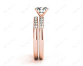 Diamond Wedding Set Rings Round Cut Diamond with Channel Share Prong Setting Side Stones in 18K Rose Gold - DG & Co. Jewellery