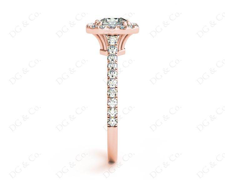Cushion Square Cut Halo Diamond Engagement Ring with Claw Set Centre Stone - 18k Rose - DG & Co. Jewellery