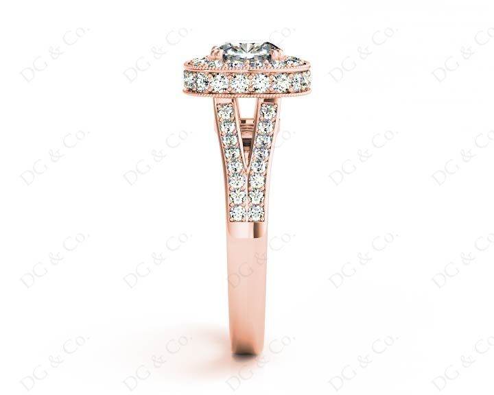 Cushion Cut Halo Ring with Milgrain claw set centre stone - 18K Rose - DG & Co. Jewellery