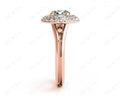 Round Cut Double Halo Plain Band Diamond Engagement ring with claw set centre stone - 18K Rose - DG & Co. Jewellery