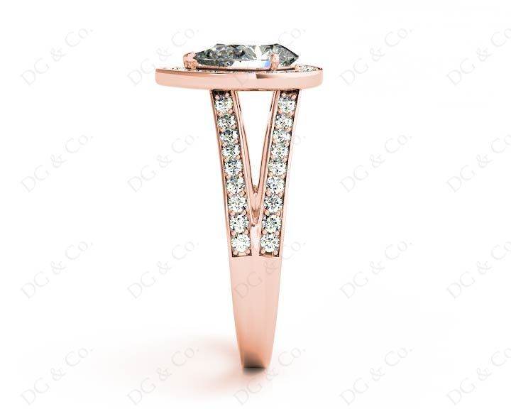 Pear Shape Halo Diamond ring with claw set centre stone - 18K Rose - DG & Co. Jewellery