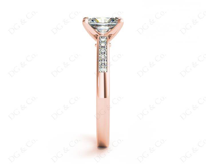 Radiant Cut Diamond Engagement ring with four claws centre stone - 18K Rose - DG & Co. Jewellery