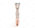 Twist Band Round Cut Four Claw Set Diamond Engagement Ring with Pave Set Stones Down the Shoulders - 18K Rose - DG & Co. Jewellery