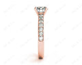 Round Cut Four Claws Set Diamond Ring with Channel Set Side Stones - 18K Rose - DG & Co. Jewellery