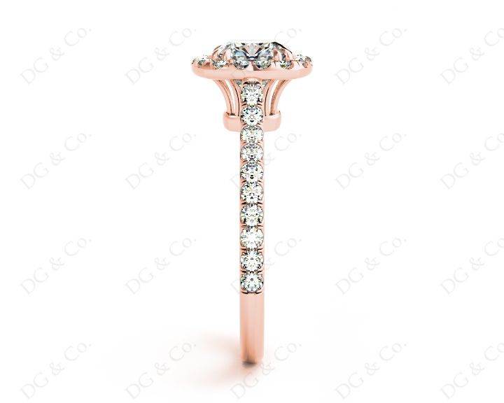 Cushion Cut Halo Diamond Engagement Ring with Claw Set Centre Stone - 18K Rose - DG & Co. Jewellery