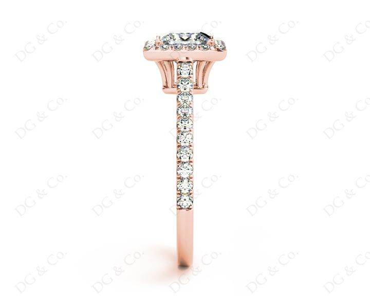 Princess Cut Halo Diamond Engagement Ring with Claw set centre stone - 18K Rose - DG & Co. Jewellery