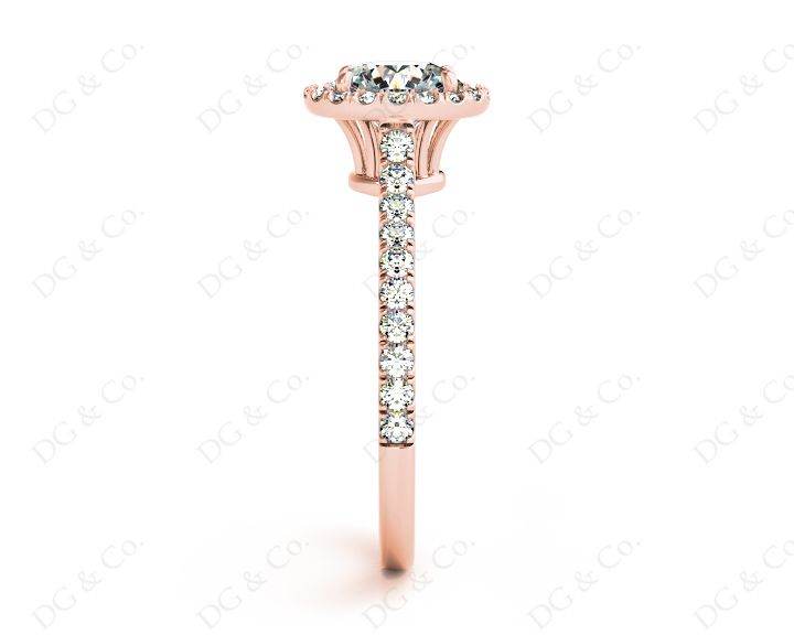 Round Cut Halo Diamond Engagement Ring with Claw Set Centre Stone in 18K Rose - DG & Co. Jewellery