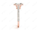 Emerald Cut Halo Diamond Engagement Ring with Four Claws Set Centre Stone - 18K Rose - DG & Co. Jewellery