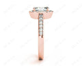 Emerald Cut Halo Diamond Engagement Ring with Claw Set Centre Stone - 18K Rose - DG & Co. Jewellery