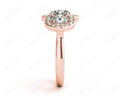 Round Cut Halo Trilogy Diamond Engagement Ring with Pave Set Side Stone In 18K Rose - DG & Co. Jewellery