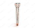 Round Cut Four Double Claw Set Diamond Ring with Pave Set Diamonds Down The Shoulders in 18K Rose - DG & Co. Jewellery