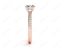 Round Cut Four Claws Diamond Engagement Ring with Pave Set Side Stones - 18K Rose - DG & Co. Jewellery