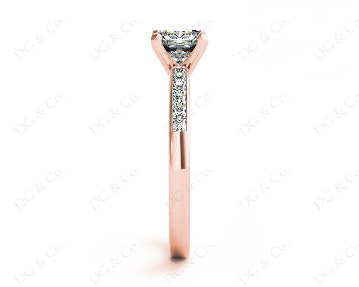 Cushion Cut Diamond Engagement ring with four claws centre stone - 18K Rose - DG & Co. Jewellery