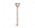 Engagement Ring Round Cut Claw Set Diamond Ring with pave set side stone in 18K Rose - DG & Co. Jewellery