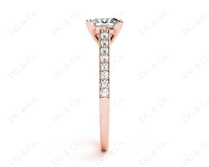 Princess Cut Diamond Engagement Ring with Claw set centre stone - 18K Rose - DG & Co. Jewellery