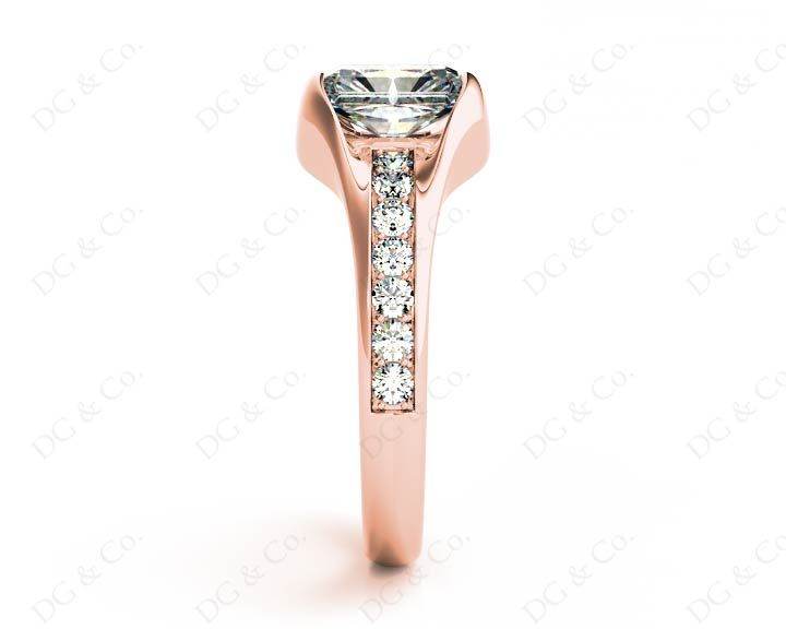 Radiant Cut Diamond Ring with Tension set centre stone - 18K Rose - DG & Co. Jewellery