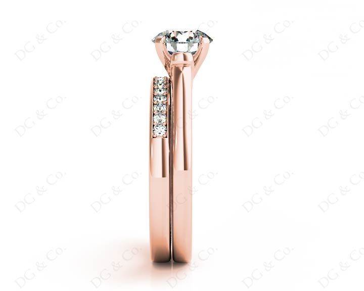Round cut diamond wedding set rings with channel set shoulders - 18K Rose - DG & Co. Jewellery