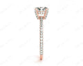 Round Cut Four Claw Set Diamond Ring with Scallop Set Round Cut Diamonds Pave Setting with two Side Halos and on the Band - 18K Rose - DG & Co. Jewellery