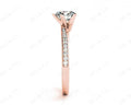 Round Cut Five Claw Twist band claw set diamond with grain set side stone in 18K Rose - DG & Co. Jewellery