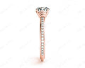 Round Cut Four Claw Set Diamond Ring with Pave Set Diamonds on the Band - 18K Rose - DG & Co. Jewellery