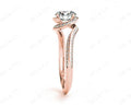 Round Cut Twist band claw set diamond with grain set side stone in 18K Rose - DG & Co. Jewellery
