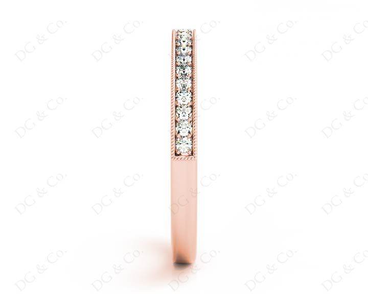 Diamond Wedding Band with Milgrain Setting Stones - 18K Rose - DG & Co. Jewellery