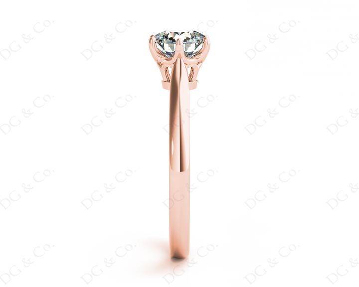Round Cut Six Claw Set Diamond Ring on a Plain Band in 18K Rose - DG & Co. Jewellery