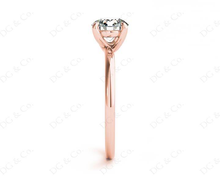 Round Cut Four Claw Set Diamond Ring with Plain Band - 18K Rose - DG & Co. Jewellery