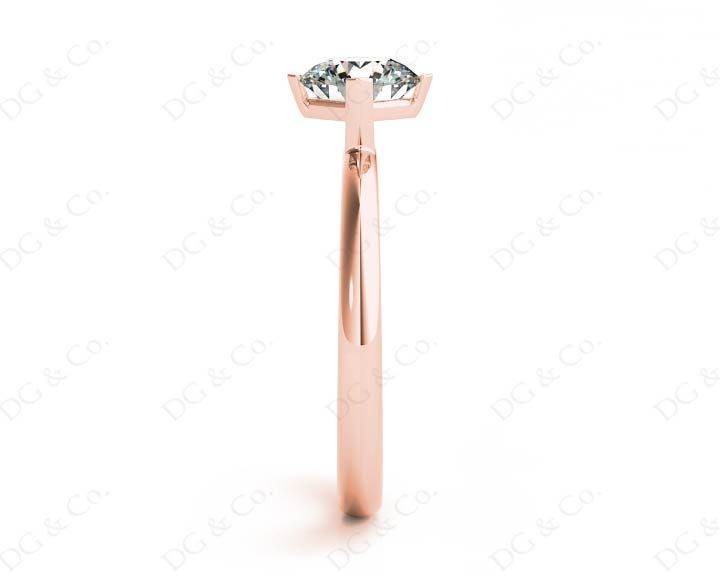 Round Cut Four Claw Set Diamond Engagement Ring with Plain Band - 18K Rose - DG & Co. Jewellery