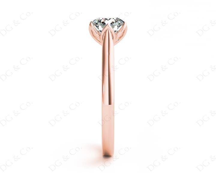 Round Cut Six Claw Set Diamond Ring with Plain Band in 18K Rose - DG & Co. Jewellery