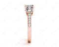 Cushion Cut Trilogy Ring with Channel Set Shoulder Diamonds - 18K Rose - DG & Co. Jewellery