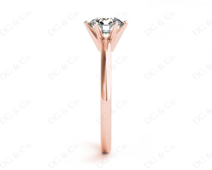 Solitaire Round Cut 6 Claw Diamond Engagement Ring With A Tapered Band In 18K Rose - DG & Co. Jewellery