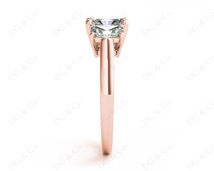 Radiant Cut four claw trilogy diamond engagement ring - 18K Rose - DG & Co. Jewellery