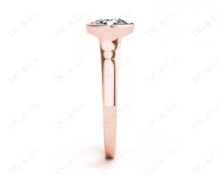 Round Cut Bezel Set Solitaire Engagement Ring With a Plain Band - 18K Rose - DG & Co. Jewellery
