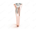 Round Cut Cross Over Ring Half Bezel Set Diamond Engagement Ring with Channel Set Side Stones - 18k Rose - DG & Co. Jewellery