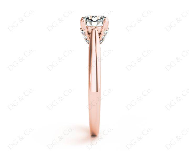 Round Cut Classic Solitaire Four Claws Diamond Engagement Ring with Micro Pave Set Prongs - 18K Rose - DG & Co. Jewellery