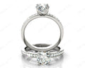 Round Cut Four Claw Diamond Engagement Ring with Pave Set Side Stones - Platinum - DG & Co. Jewellery