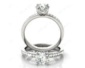 Round Cut Four Claws Diamond Engagement Ring with Pave Set Side Stones - 18K White - DG & Co. Jewellery