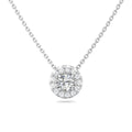 Halo Diamond Round Cut 4 Claw Setting Centre Stone Pave Setting Side Stone In 18K White Gold - DG & Co. Jewellery