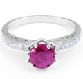 Ruby Diamond Ring Engagement Ring Round Cut 6 Claw Setting In 18K White Gold - DG & Co. Jewellery