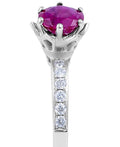 Ruby Diamond Ring Engagement Ring Round Cut 6 Claw Setting In 18K White Gold - DG & Co. Jewellery