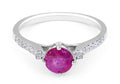 Round Cut Ruby Diamond Engagement Ring Pave Setting In 18K White Gold - DG & Co. Jewellery