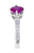Round Cut Ruby Diamond Engagement Ring Pave Setting In 18K White Gold - DG & Co. Jewellery
