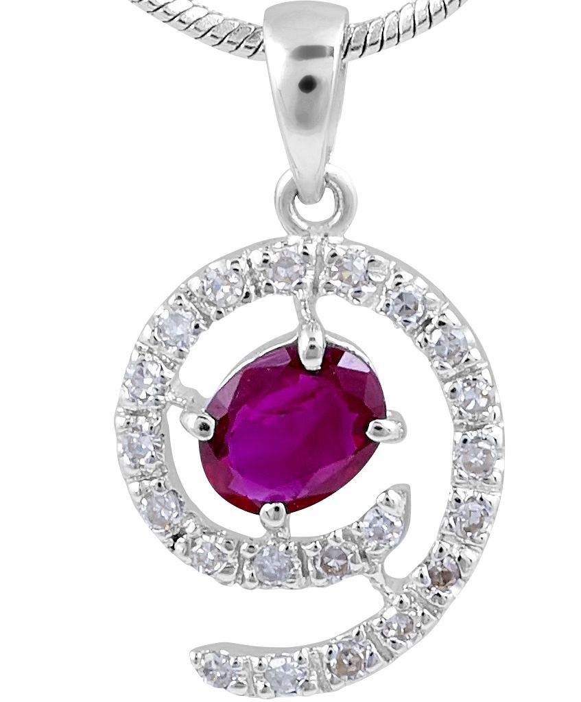 Ruby Diamond Halo Pendant in14 Karat White Gold - DG & Co. Jewellery