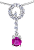 Ruby Diamond Pendant Round Cut Claw Setting In 18K White Gold - DG & Co. Jewellery