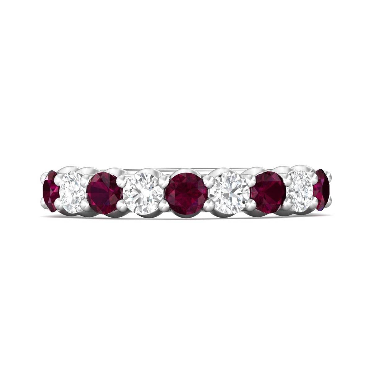 Ruby Moon Setting Alternating Ruby And Diamond Ring 4 Claw Setting In 18K White gold – DG ...